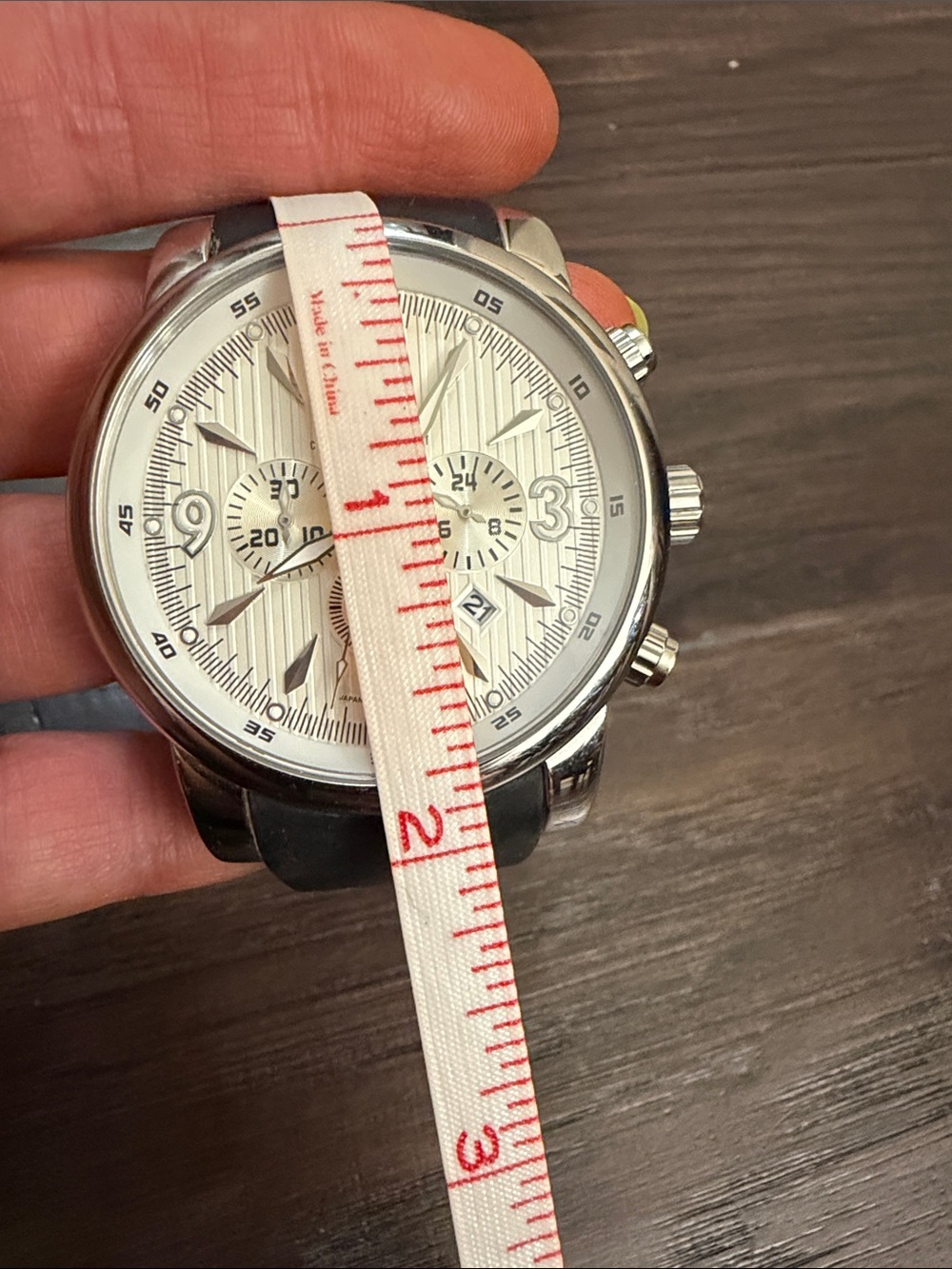 Men's Silver Chronograph Watch with Black Strap - Picture 10 of 15